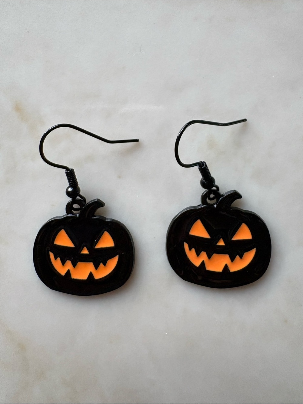 Kids Halloween Pumpkin Dangle Earrings - Black and Orange